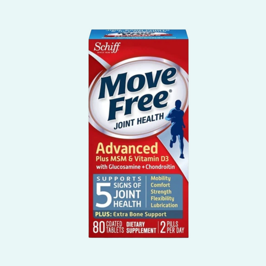 美國 Schiff Move Free 益節 Advanced Plus MSM +維他命D3 關節健康補充劑-藍瓶 (80 粒)