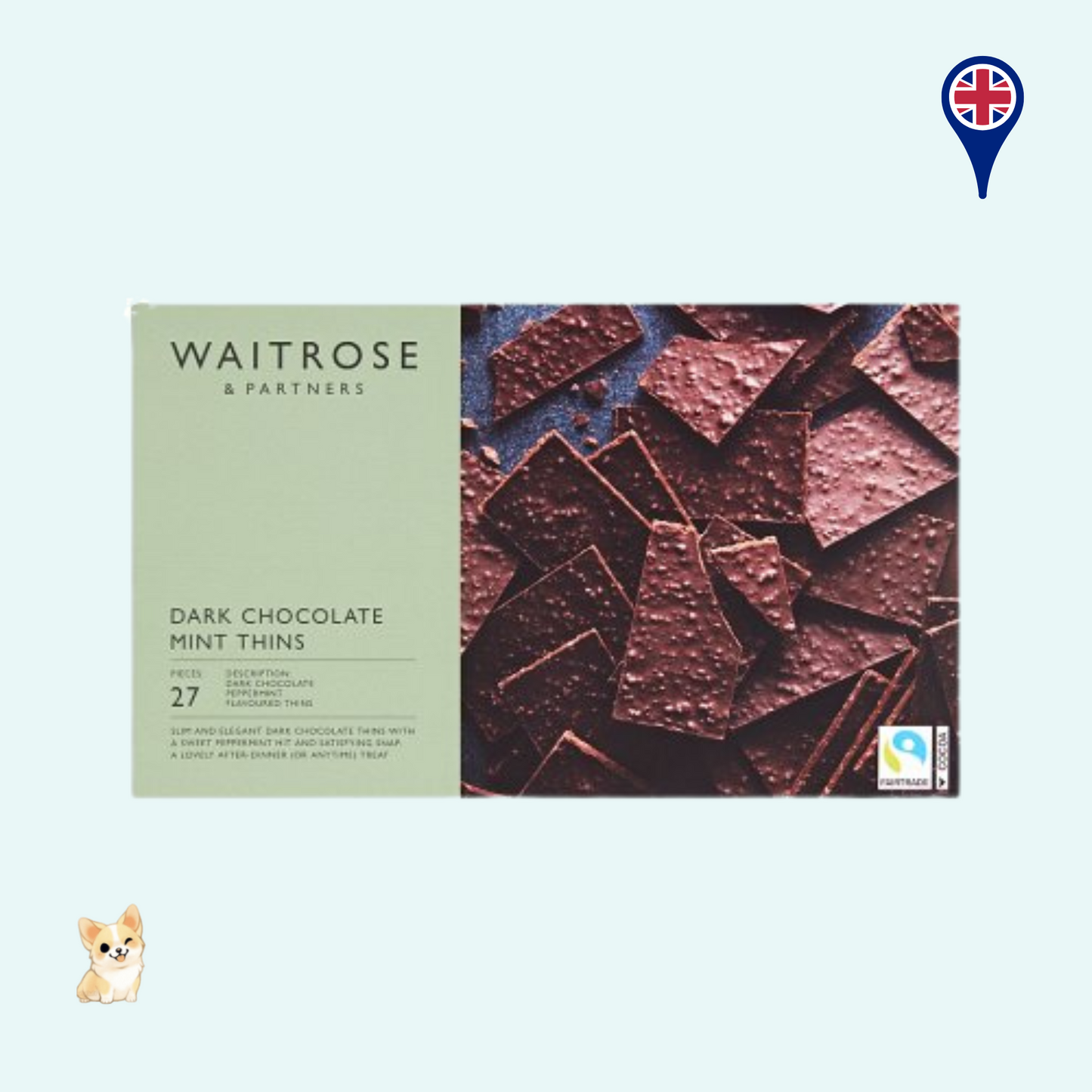 英國Waitrose 黑朱古力薄荷薄片 (150g)